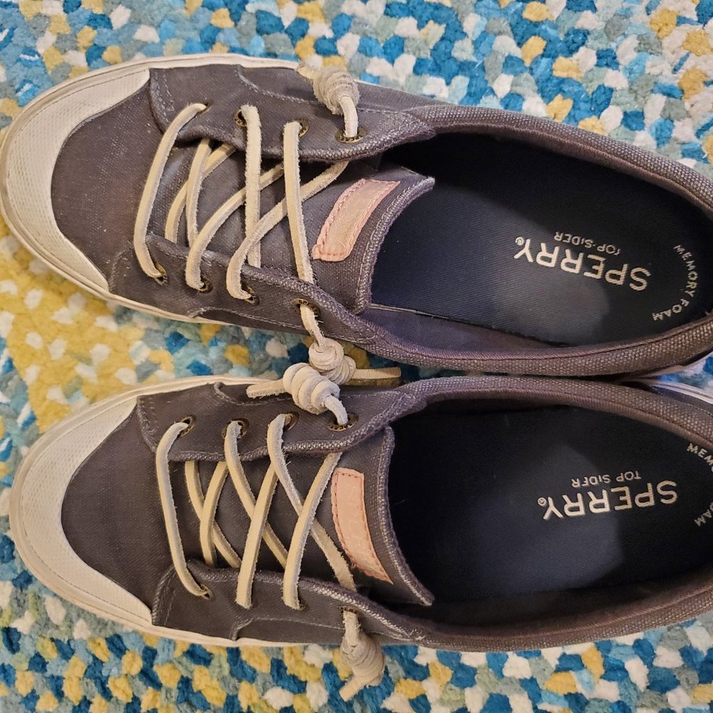 Gray Sperry's with Pink Accent